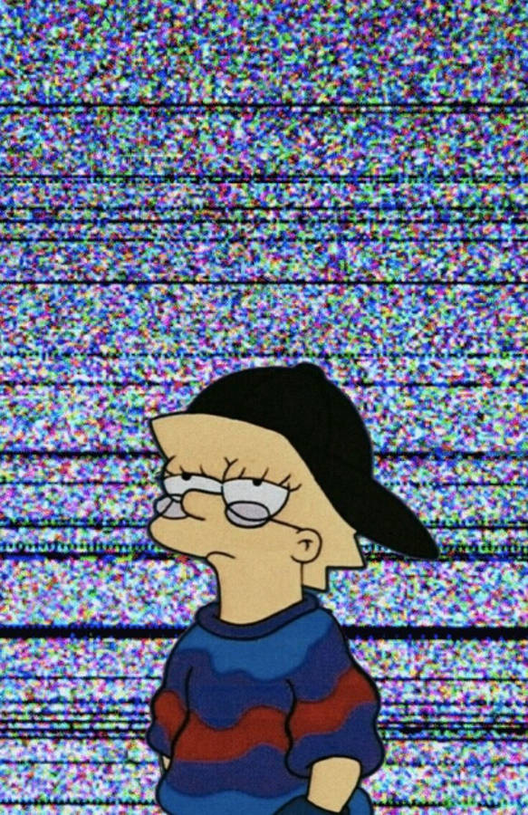 Bart Simpson Glitch Trippy Aesthetic Wallpaper