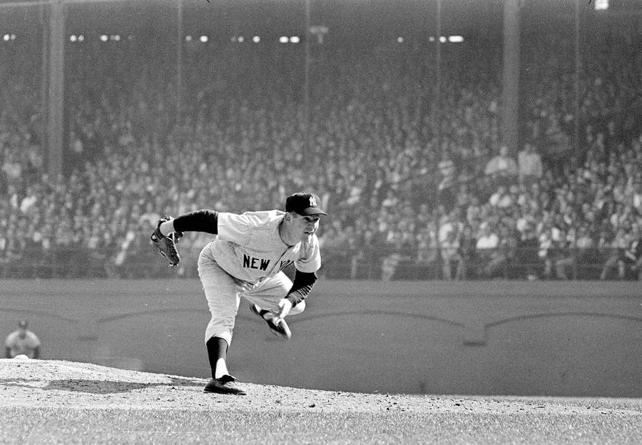 Baseball Player At Yankee Stadium Wallpaper