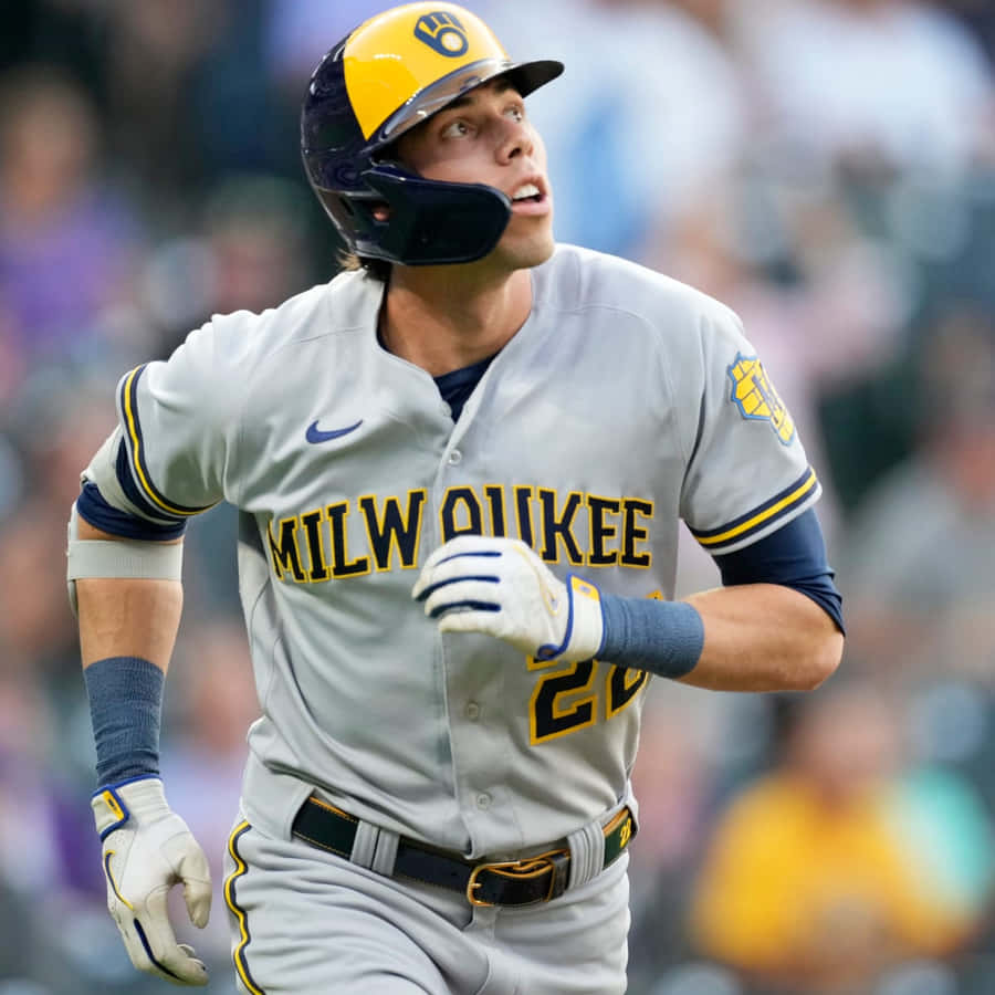 Baseball Player In Action Milwaukee Uniform Wallpaper