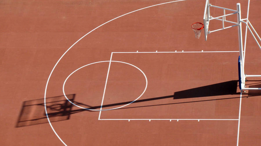 Basketball Court Half-court Brown & White Wallpaper