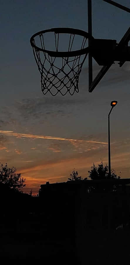 Basketball Hoop Sunset Silhouette Wallpaper