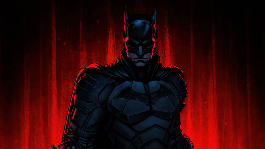 Batman Animated Strong Red Desktop Wallpaper