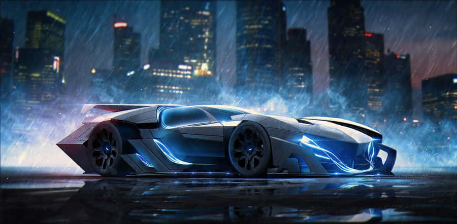 Batman Monster Car Falling Rain Wallpaper