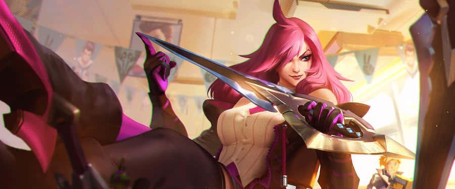 Battle Ready Katarina Leagueof Legends Wallpaper