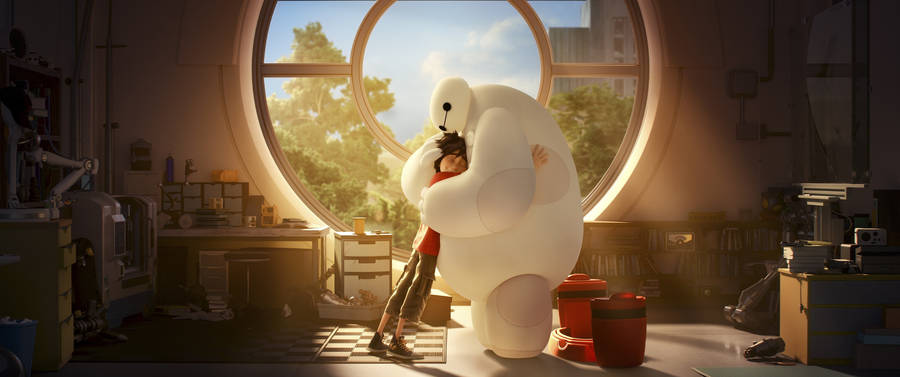 Baymax Hiro Reunited Hug Wallpaper