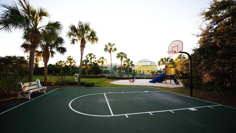 Beach Area Basketball Court Wallpaper