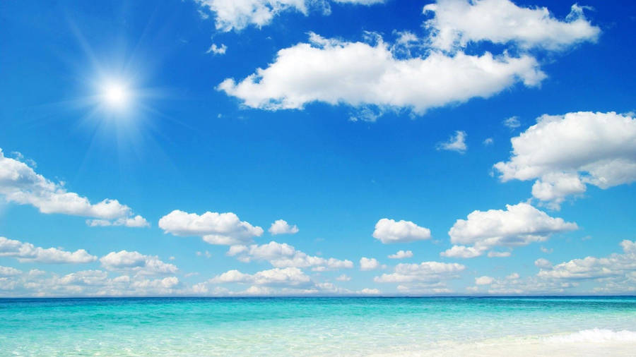 Beach Bright Blue Sky Wallpaper