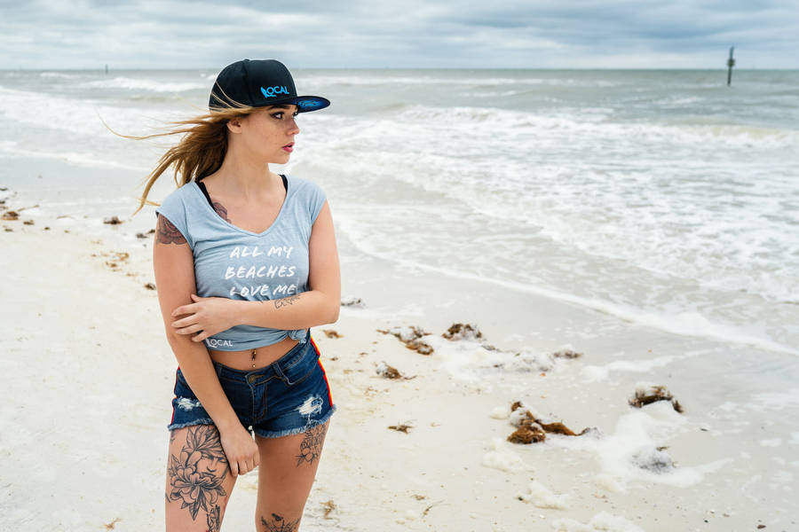 Beach Girl With Tattoos Wallpaper