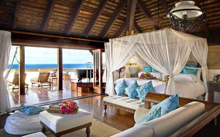 Beach House Caribbean Bedroom Wallpaper