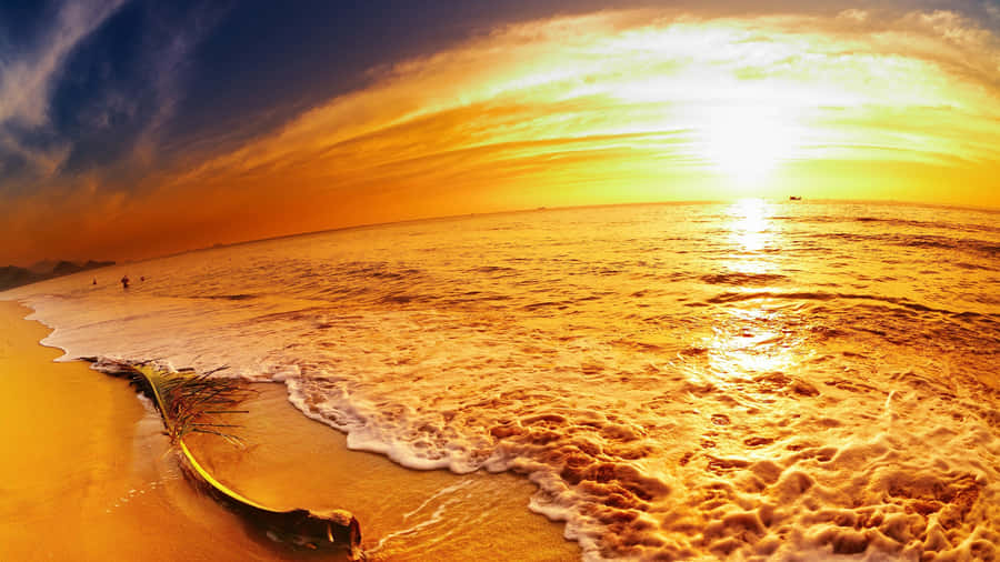 Beach Sunset Waves Hd Wallpaper