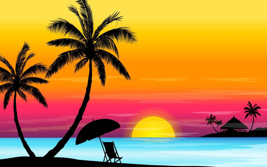 Beach Vacation Silhouette Art Wallpaper