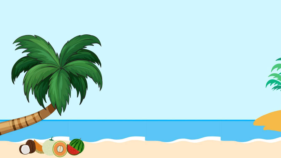 Beach With Coconut And Watermelon Wallpaper