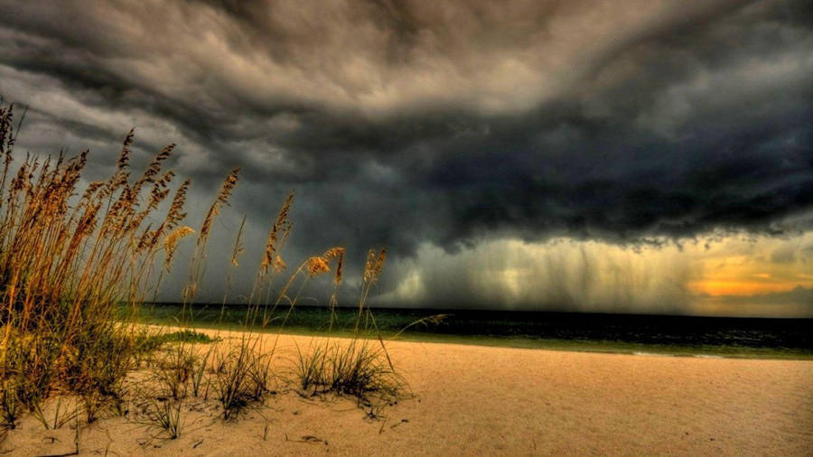 Beachside Thunderstorm Wallpaper