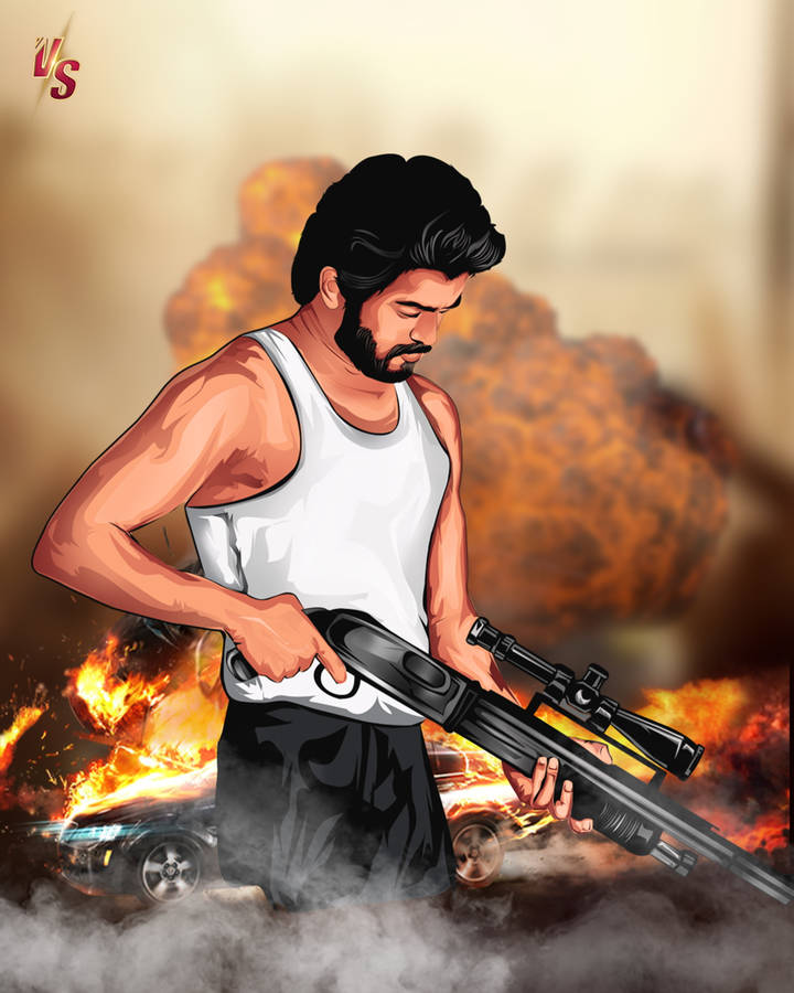 Beast Vijay Explosion Wallpaper