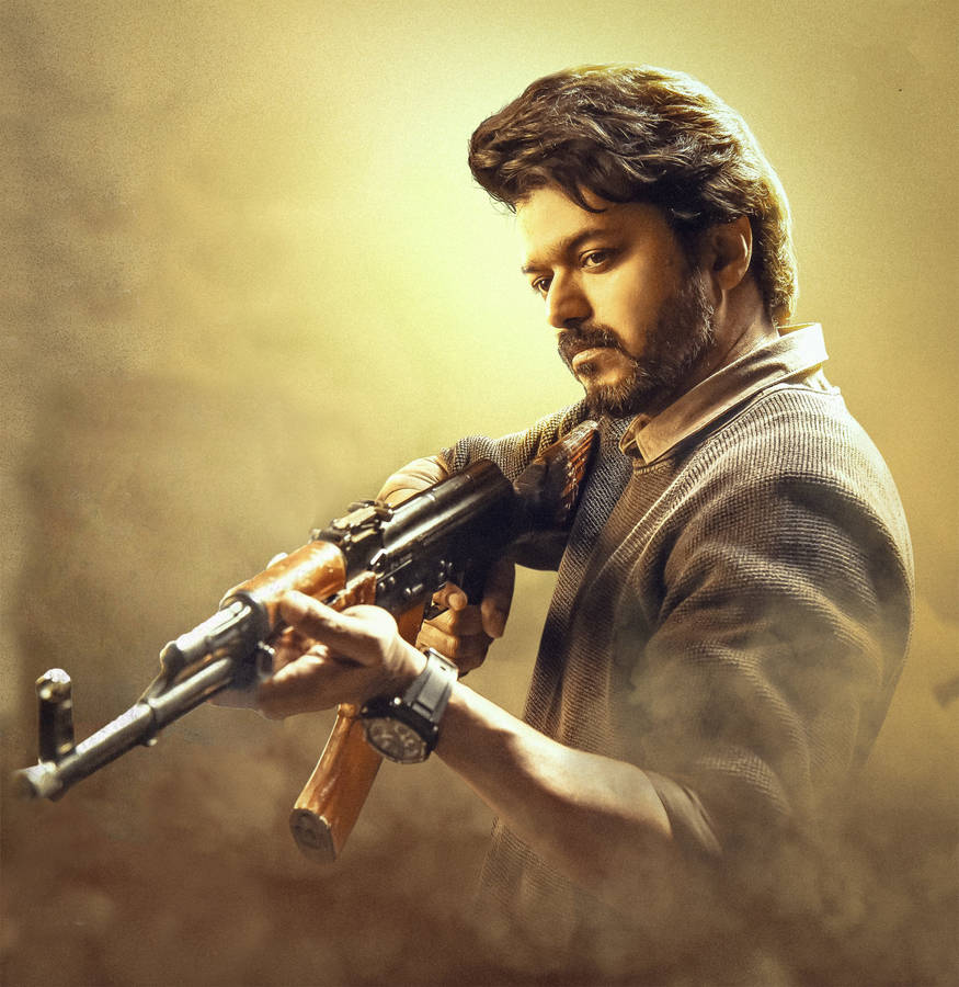 Beast Vijay With Gun Wallpaper