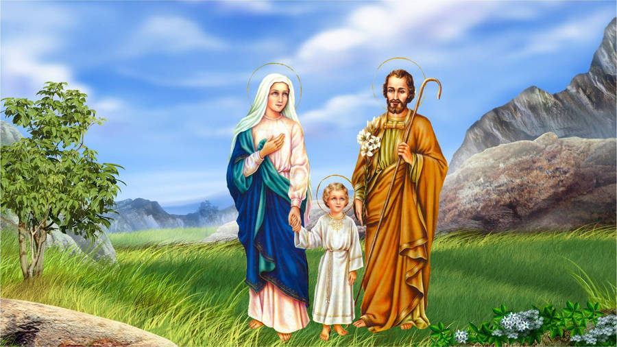 Beautiful Art Of Holy Family Wallpaper