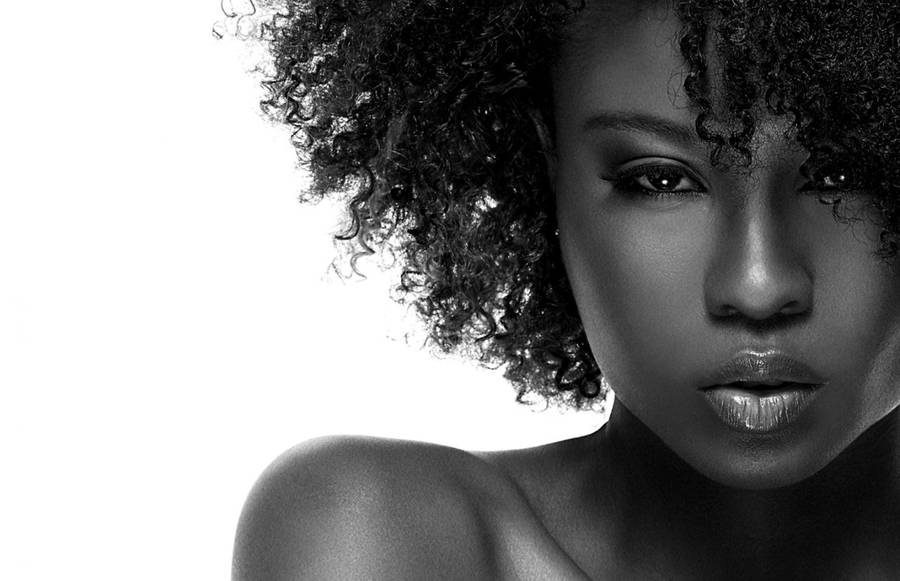 Beautiful Black Woman Monochrome Portrait Wallpaper