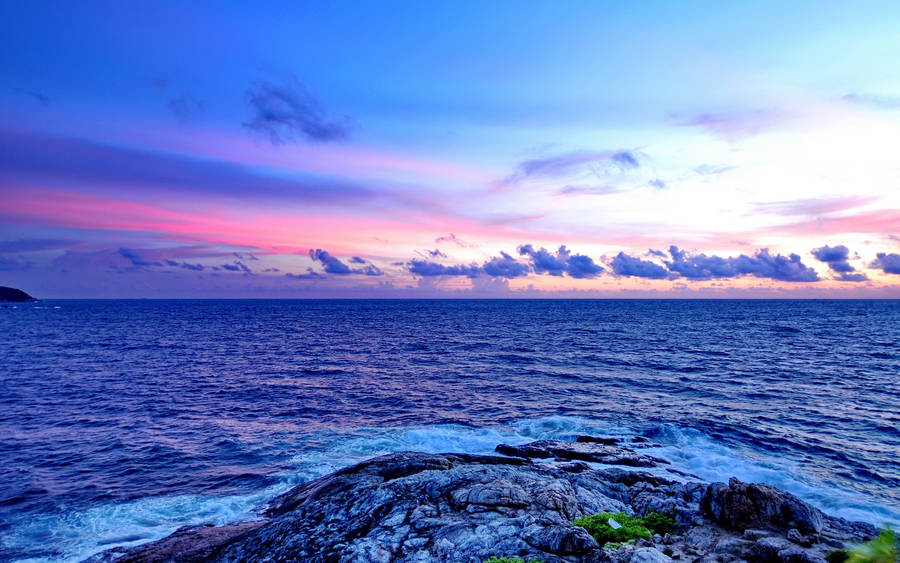 Beautiful Blue And Pink Sunset Wallpaper