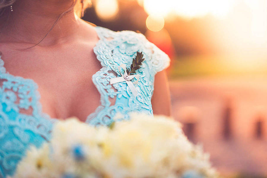 Beautiful Blue Bridesmaid Dress Up-close Wallpaper