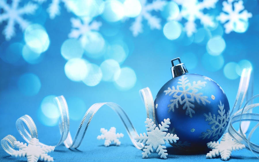 Beautiful Blue Christmas Decor Wallpaper