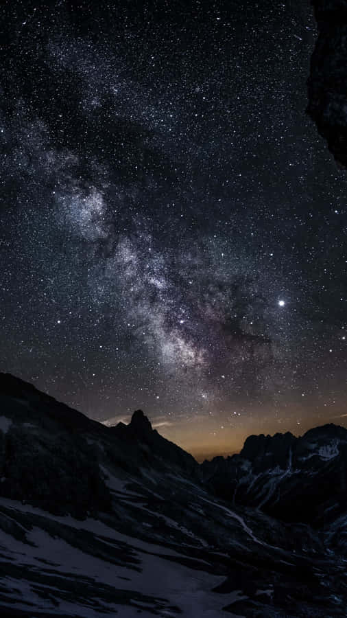 Beautiful Dark Magical Night Sky Over Mountain Wallpaper