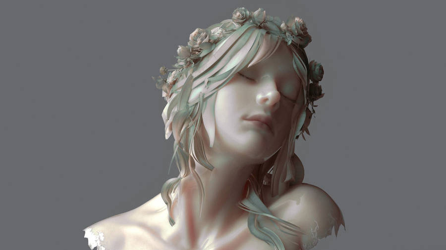 Beautiful Fairy Bust Sculpture Wallpaper