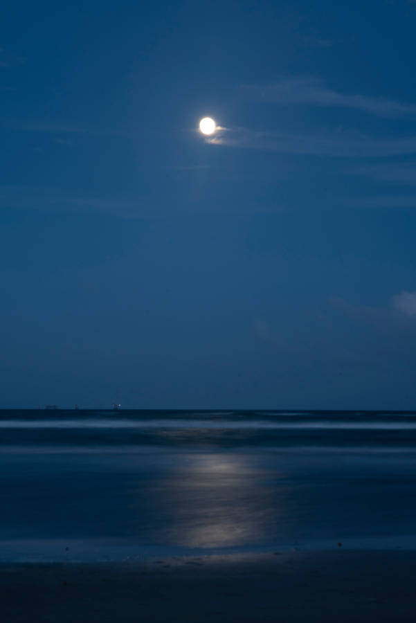 Beautiful Full Moon Over Beach Wallpaper