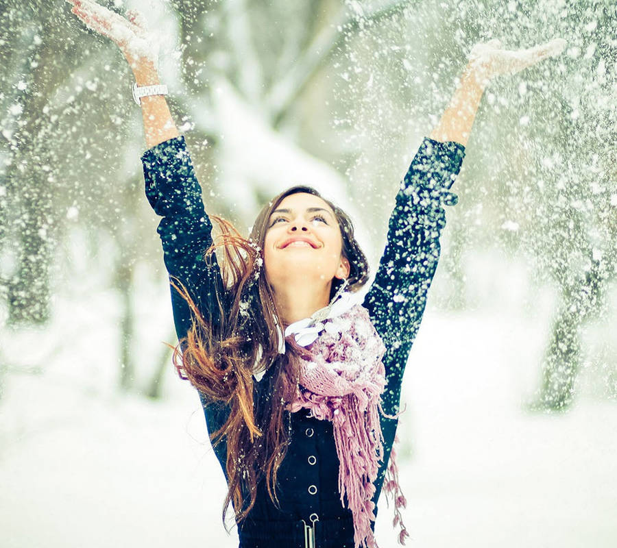 Beautiful Girls Enjoying Snow Wallpaper