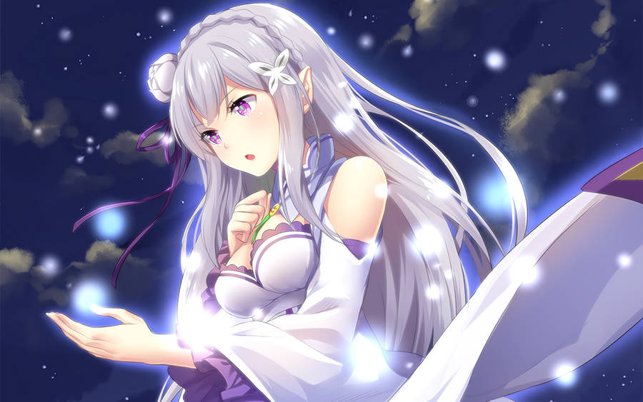 Beautiful Half Elf Emilia Wallpaper