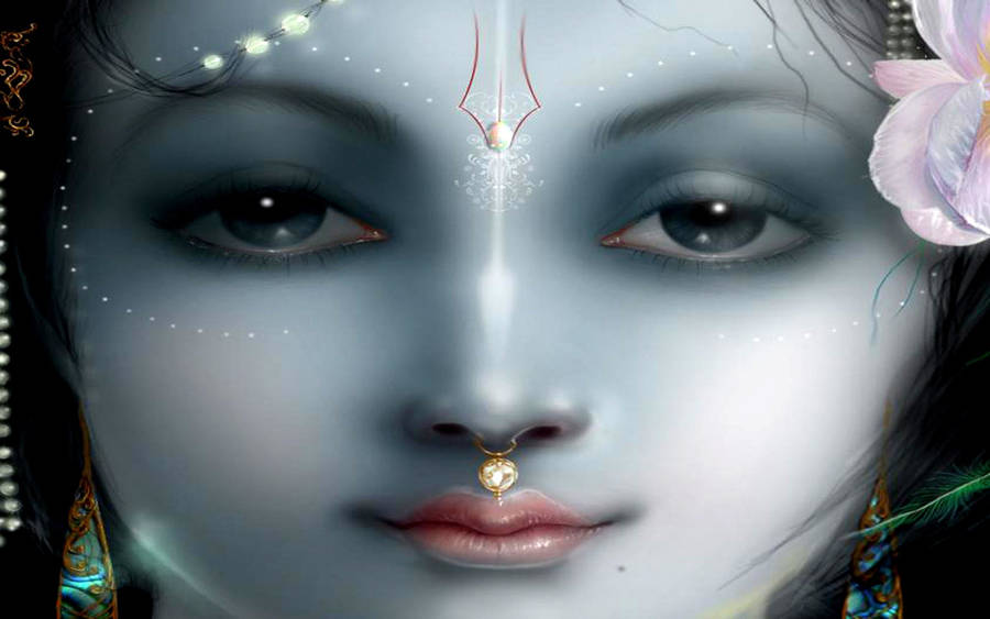 Beautiful Krishna 3d Art Wallpaper