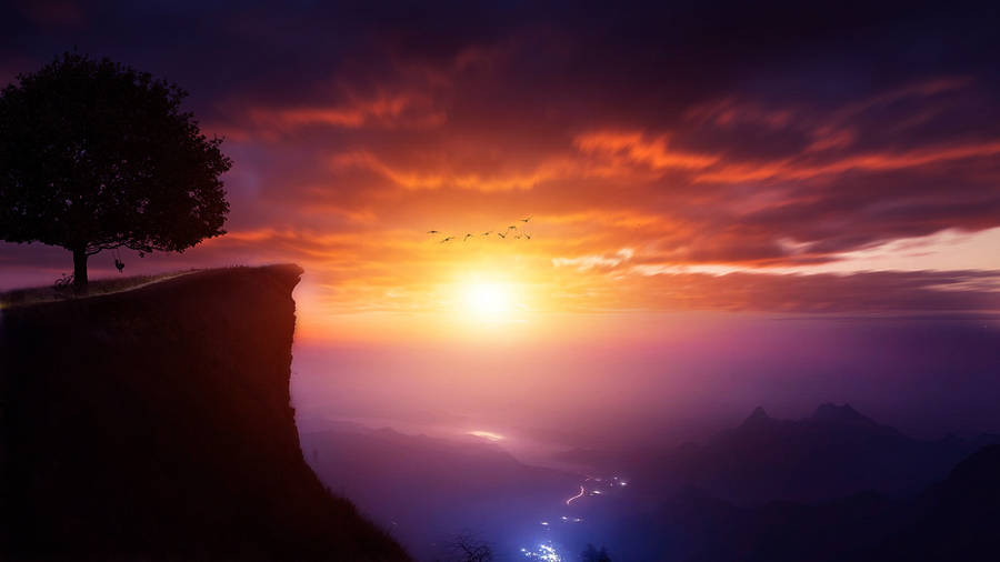 Beautiful Landscape Cliff Silhouette Wallpaper