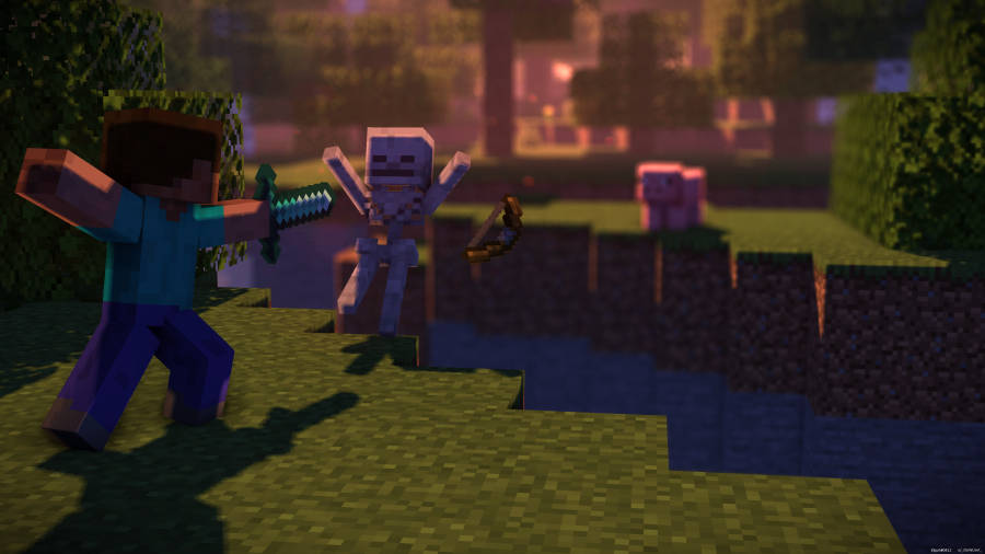 Beautiful Minecraft Fight Wallpaper