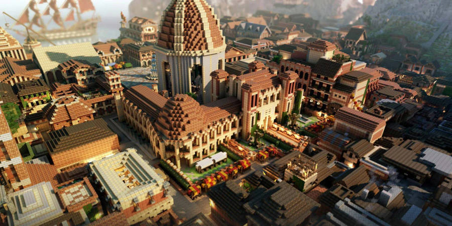 Beautiful Minecraft Old European Town Wallpaper