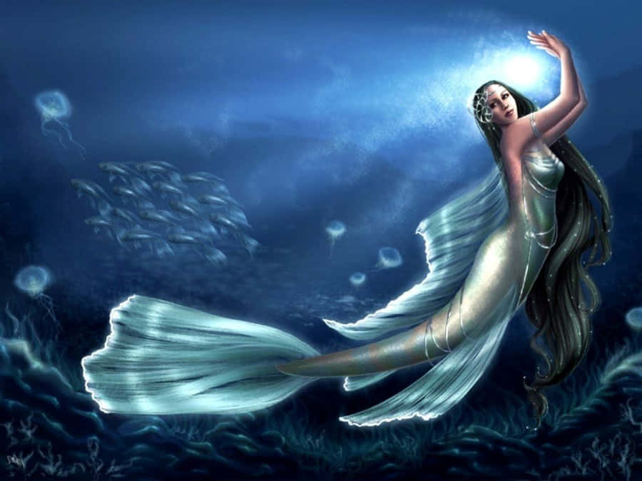 Beautiful Silver Mermaid Wallpaper