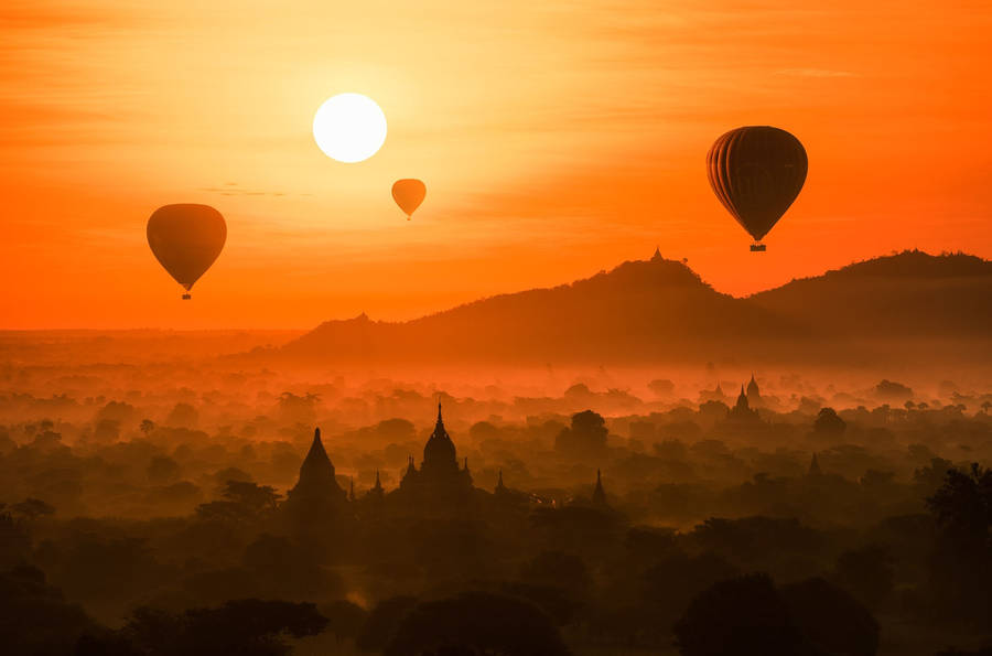 Beautiful Sunset In Burma Wallpaper