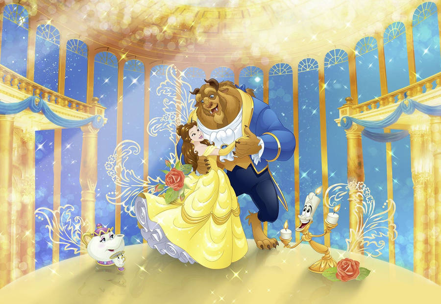 Beauty And The Beast Gold Palace Wallpaper