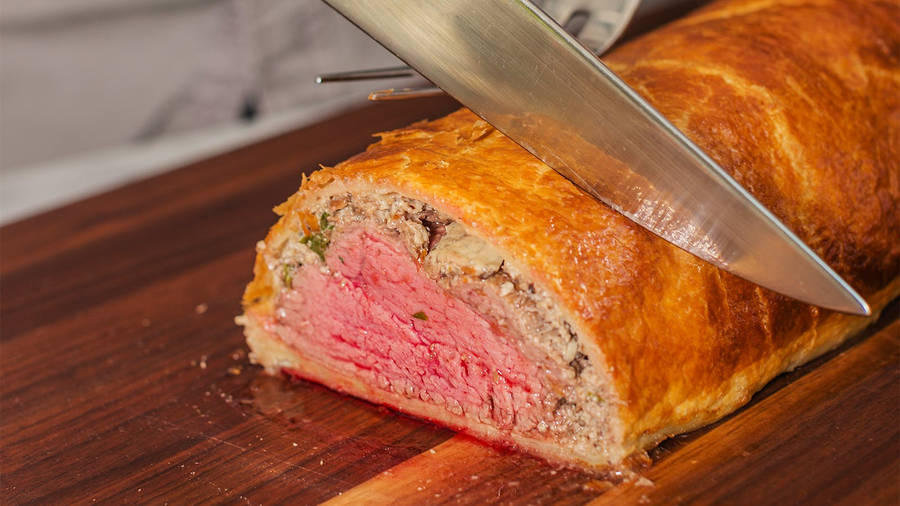 Beef Wellington Pinkish Slicing Wallpaper