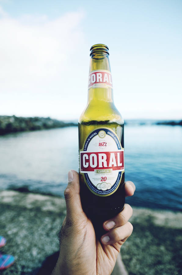 Beer Bottle Coral Pure Malt Beer Wallpaper