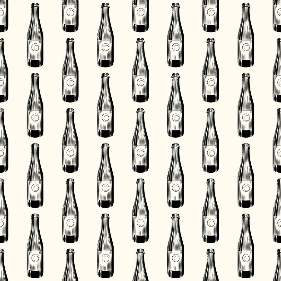 Beer Bottles Black-and-white Illustration Wallpaper