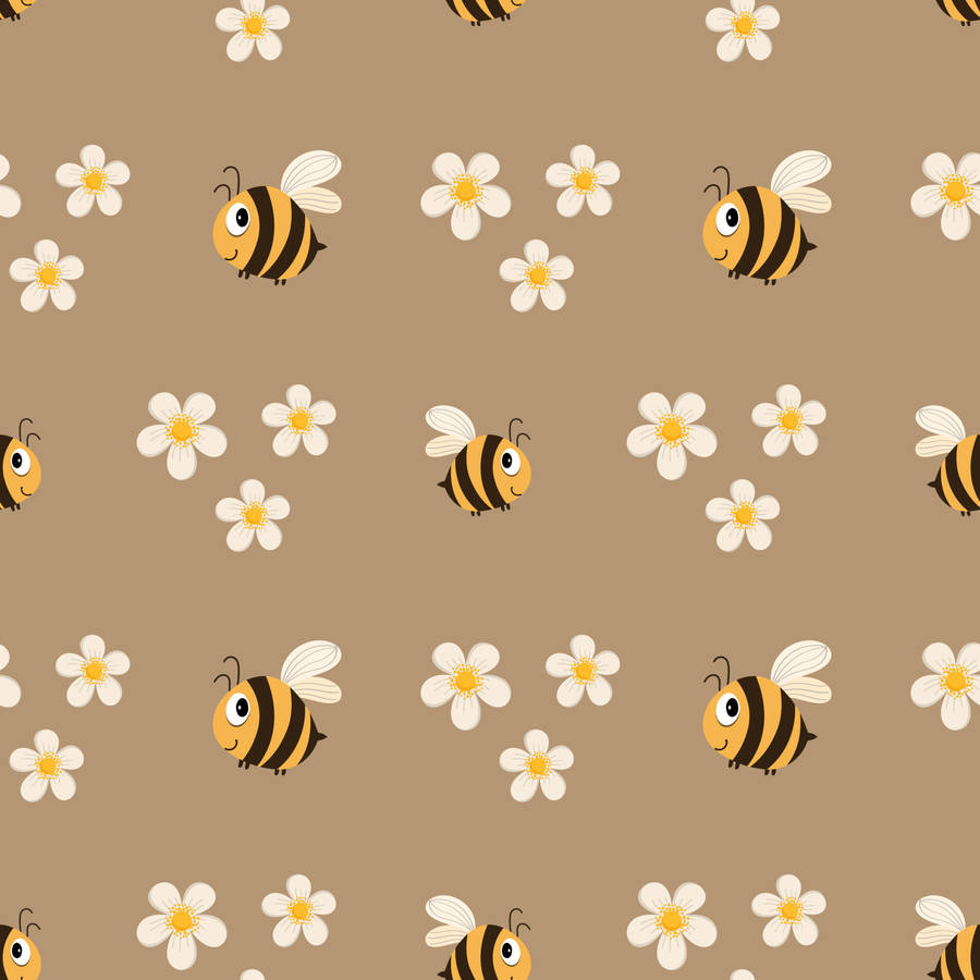 Bees Wandering Over Beige Background Wallpaper