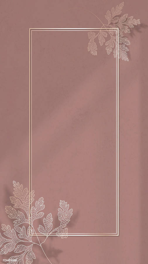 Beige Aesthetic Phone With Leaves Borders Wallpaper