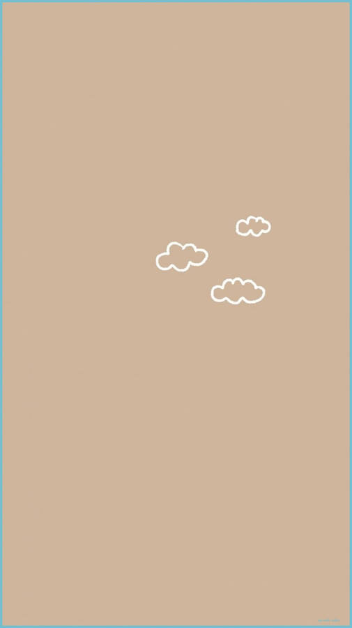 Beige Aesthetic Phone With Three Clouds Wallpaper