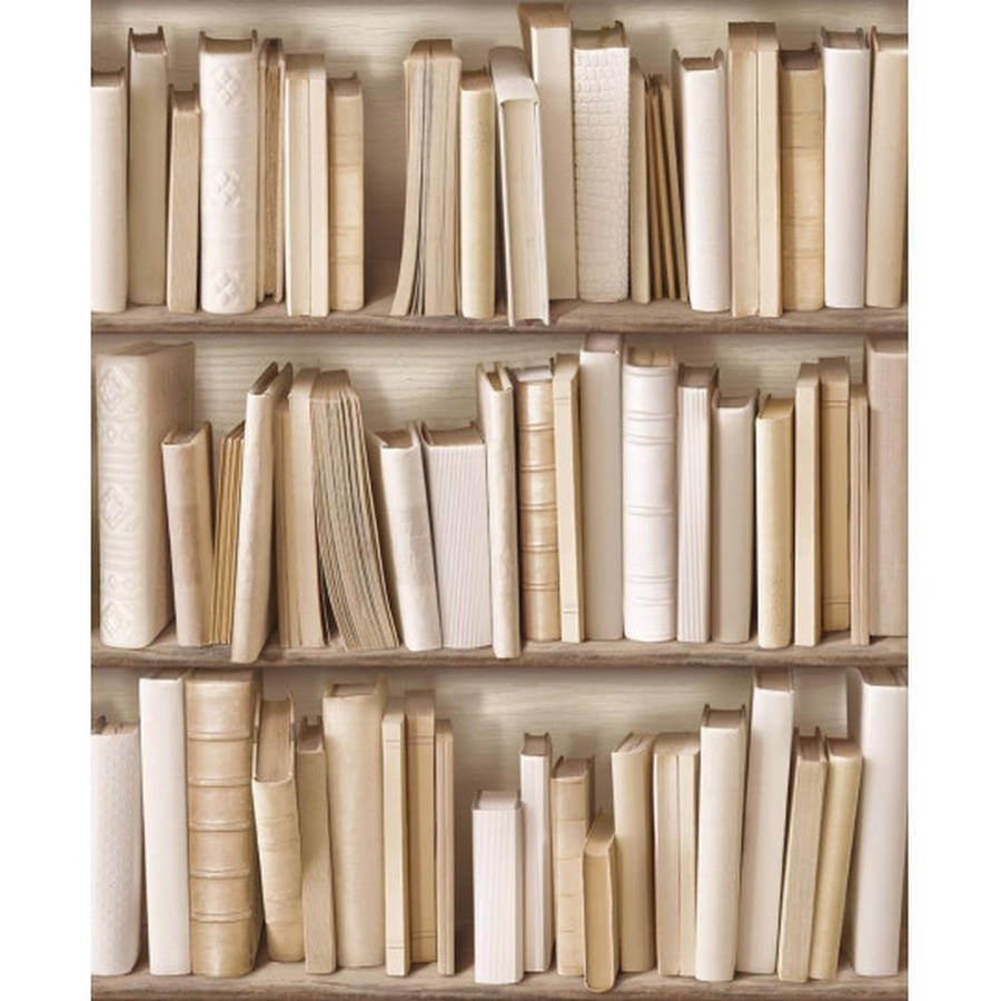 Beige Bookshelf Books Wallpaper