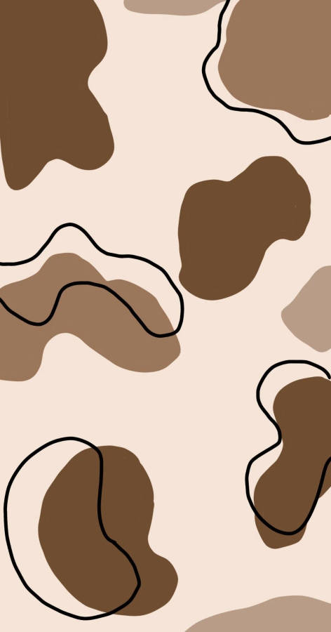 Beige Brown Aesthetic Cow Artwork Wallpaper