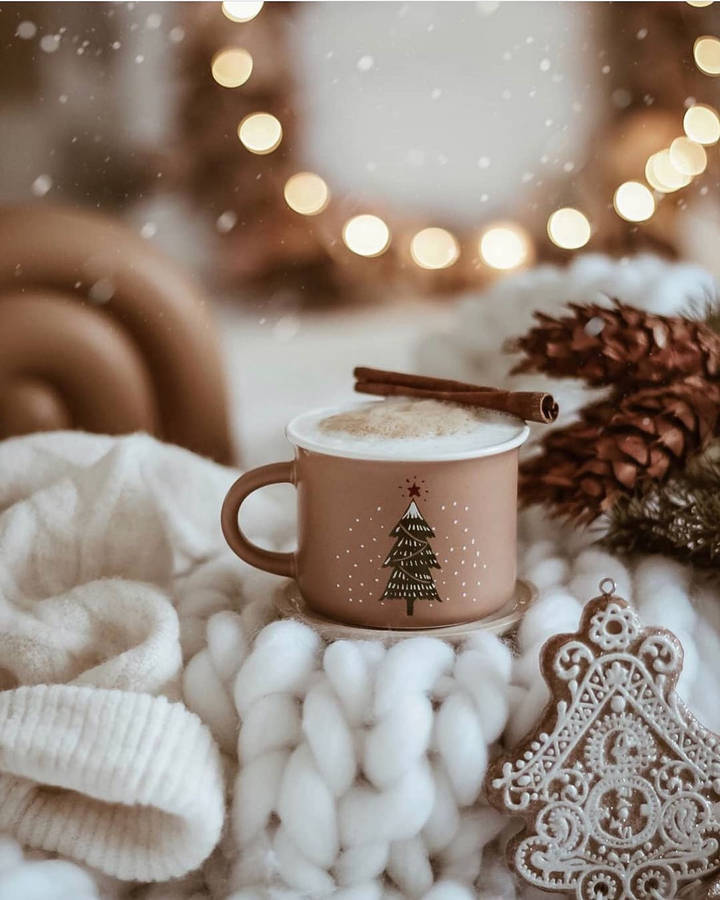 Beige Cozy Christmas Aesthetic Wallpaper