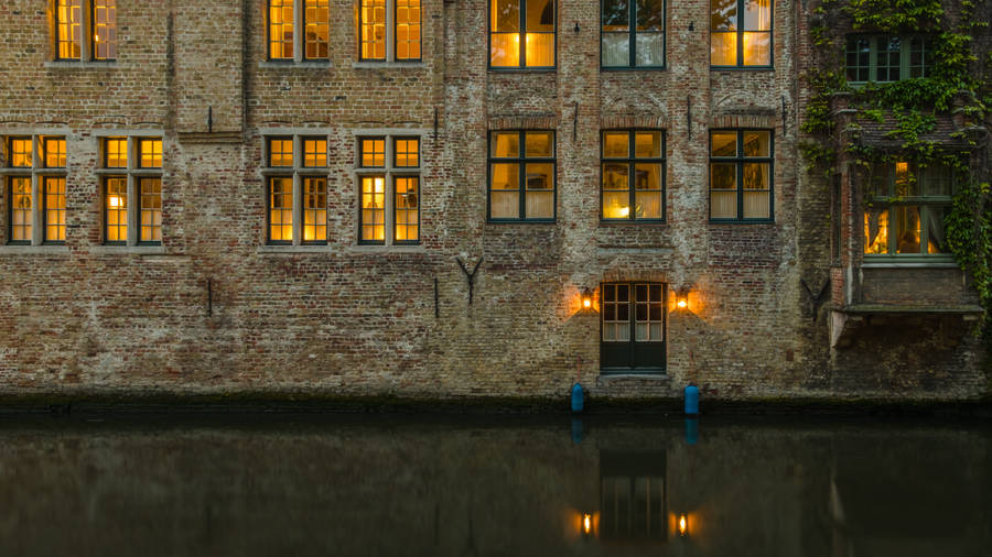 Belgium Canal Façade Wallpaper