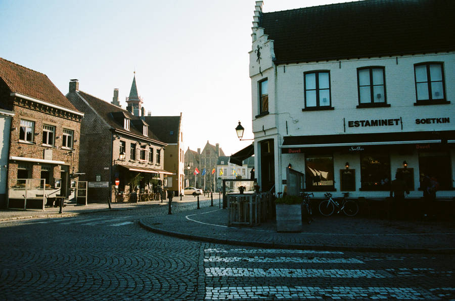 Belgium Damme Road Wallpaper