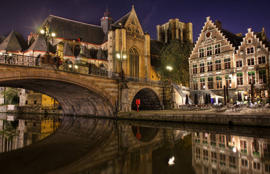 Belgium St. Michael's Bridge Wallpaper