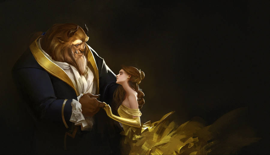 Belle And Beast Painting Wallpaper