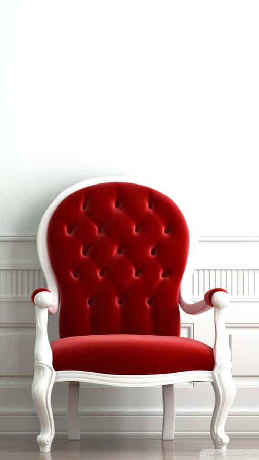 Bergère Chair In Red And White Aesthetic Wallpaper